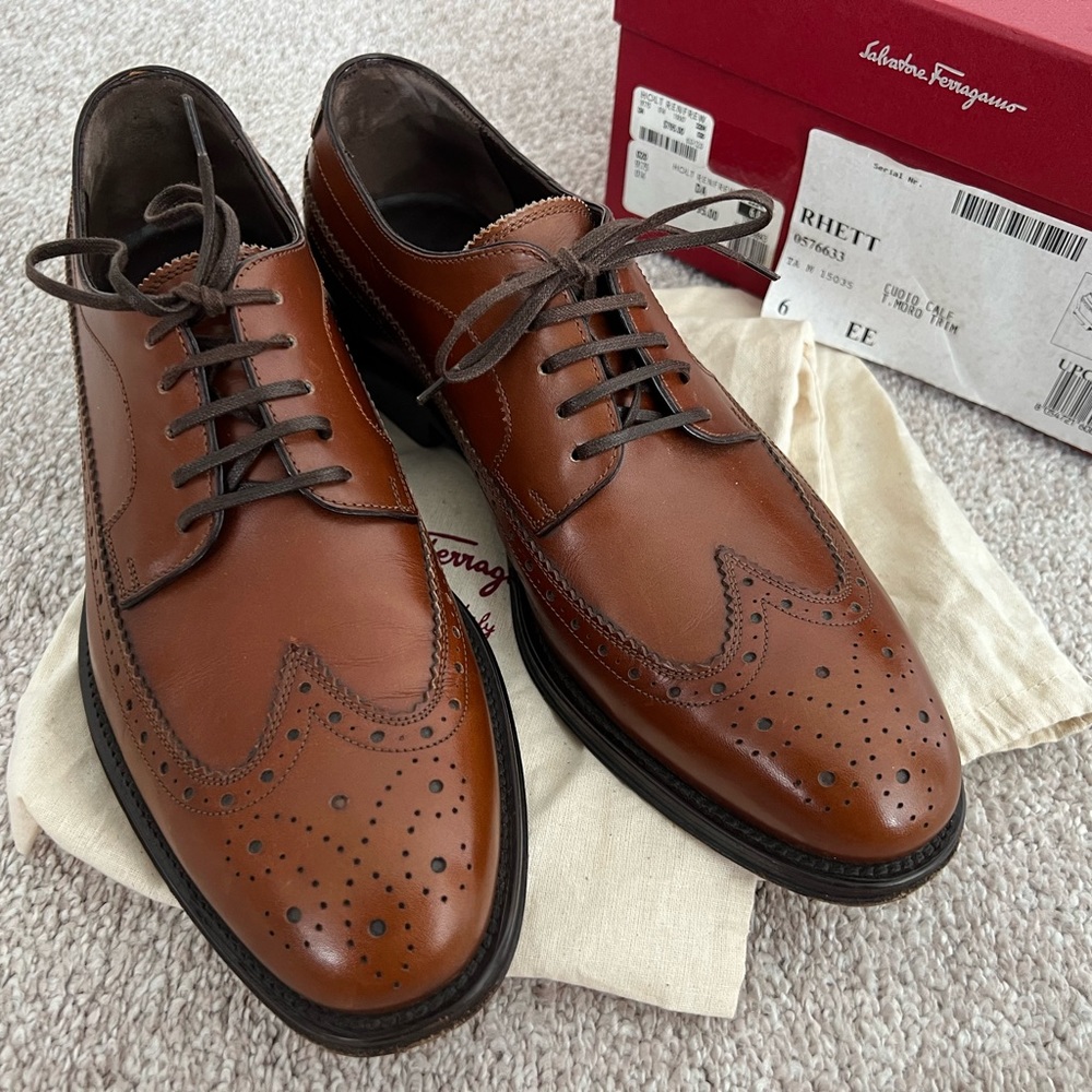 SALVATORE FERRAGAMO Men’s Leather Saddle Shoes | With Box & Dust Bags